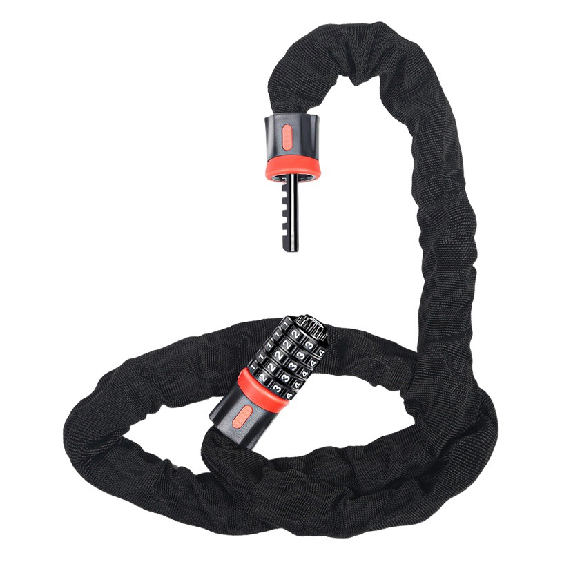 Cerradura de la bicicleta cerradura del coche eléctrico antirrobo cerradura de la cadena bicicleta de montaña contraseña Cadena de bloqueo de la motocicleta negrita Cadena de bloqueo