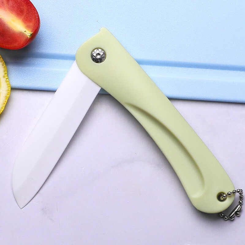 Cuchillo de cerámica cuchillo de cerámica cuchillo de frutas cuchillo de pelado plegable 3 pulgadas cuchillo portátil pequeño cuchillo de frutas de cerámica azul