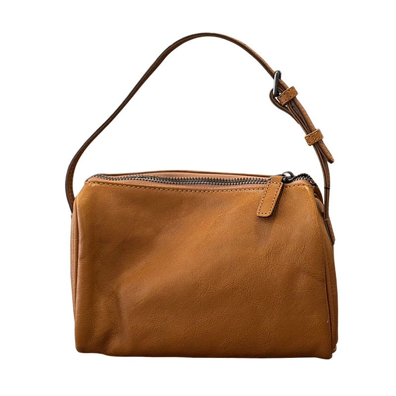 Mini Genuine Leather Square Bag For Women, Vegetable-Tanned Top Grain Cowhide Handbag & Crossbody Bag, 2026 Spring New Arrival Pencil Bag - Thumbnail 5