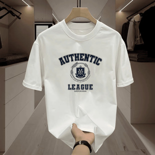 Heavy Cotton Short-sleeved T-shirt Casual Trendy Men's and Women's Summer Instagram Style All-match Round Neck Top Trendy All-match Men's Half-sleeve Top