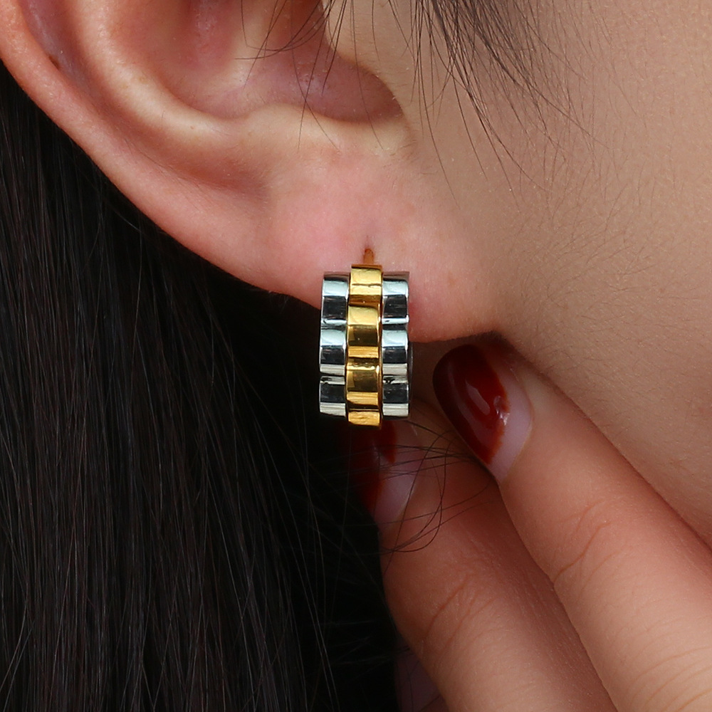 Hip-hop Geometric Plating Stainless Steel No Inlaid Gold Plated Earrings display picture 6