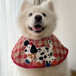 New Christmas Bib Holiday Scarf Round Pocket Small, Medium and Large Dog Samoyed Golden Retriever Bib Cute Cartoon