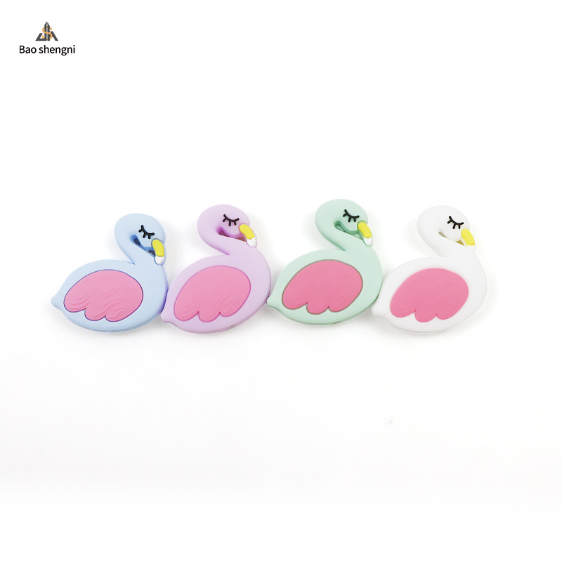 Venta directa de fábrica suministros para bebés silicona Flamingo DIY cuentas mordedor cuentas sueltas bebé chupete cadena Accesorios