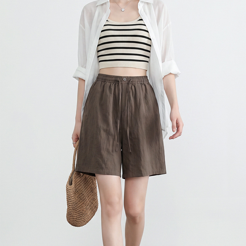 Women's linen shorts, new summer style, loose A-line wide-leg pants, high-waisted casual shorts, versatile, comfortable and breathable Women's linen shorts, new summer style, loose A-line wide-leg pants, high-waisted casual shorts, versatile, comfortable and breathable