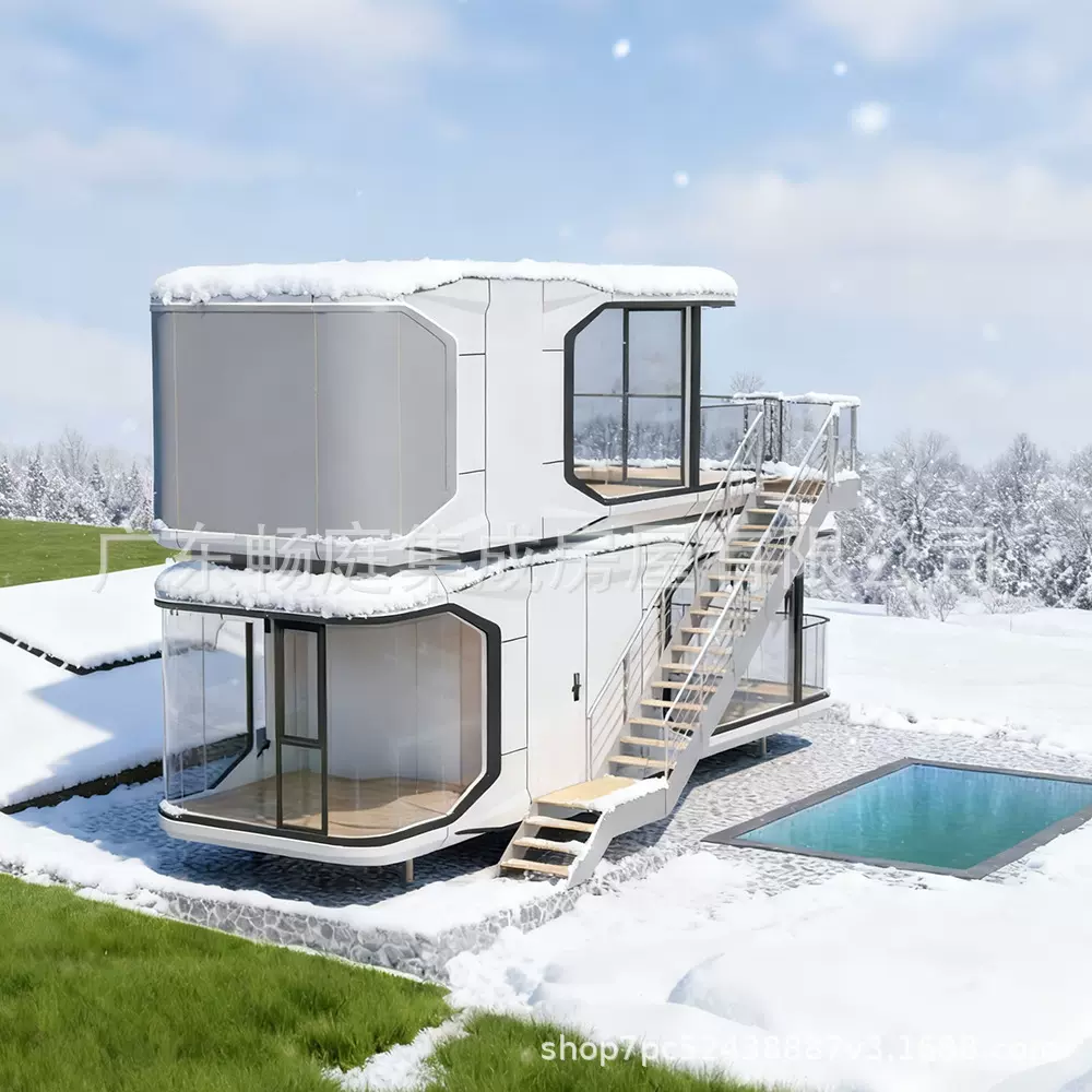 跨境太空舱移动民宿房屋 大型精装修双层模块化拆卸活动房跨境