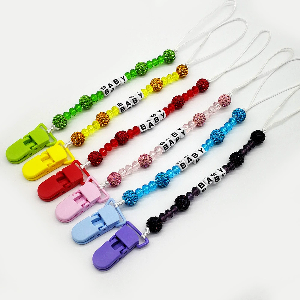 Детские принадлежности цепочка для соски Кристалл анти-капля цепи зажим для соски бусины зажим для цепочки Прорезыватель веревка