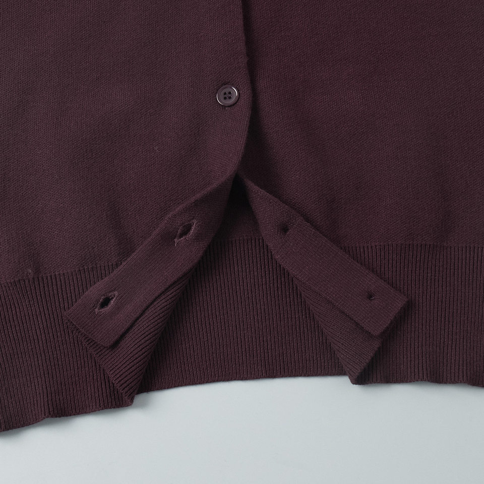 Bộ len dệt kim nữ áo cardigan tay dài quần dài màu trơn — Màu nâu, màu xám, mơ chi tiết 22