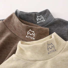 天才鲸儿童打底衫秋冬卡通印花新款男童学生德绒半高领中大童上衣