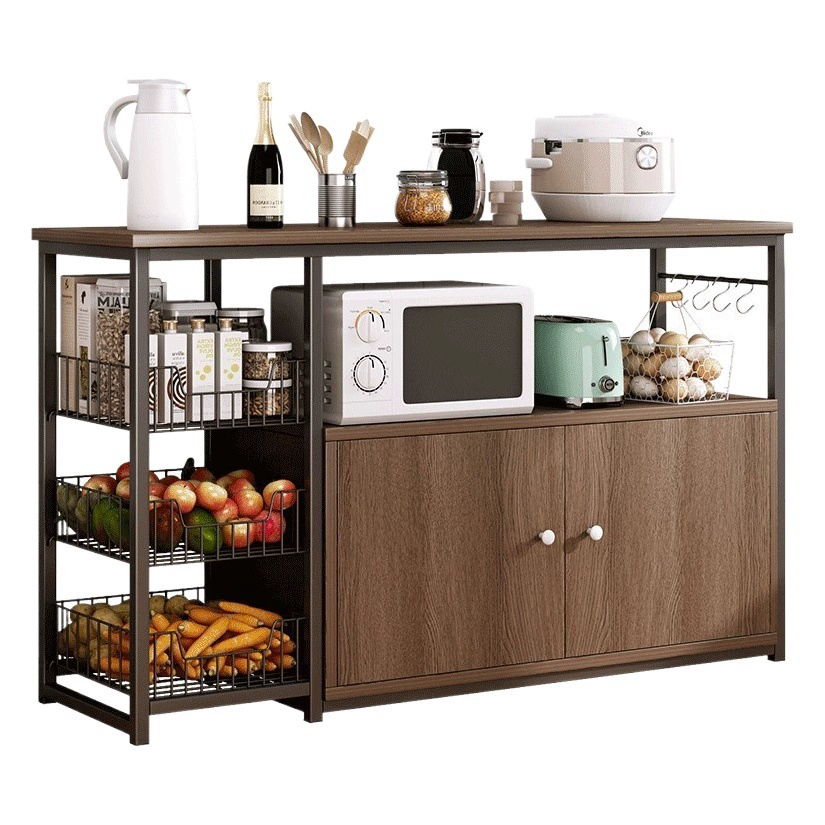 Буфет Кухонная стойка Напольный многослойный шкаф для хранения с дверцами Бытовой шкаф Многофункциональный шкаф Шкаф для хранения
