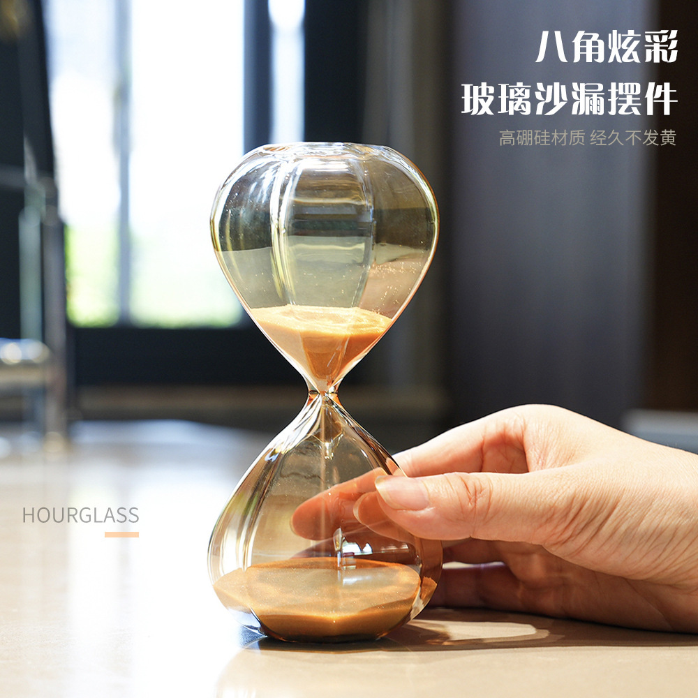 Nórdico hogar oro diamante vidrio reloj de arena temporizador de regalos creativos adornos coloridos 15 puntos reloj de arena lote de fábrica