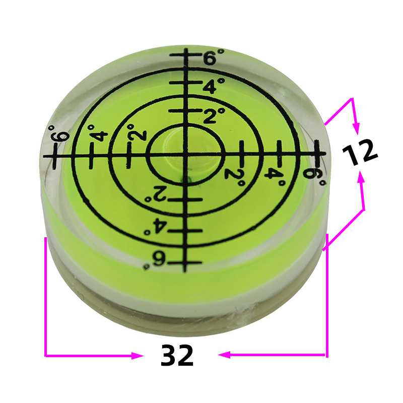 亚克力迷你小型强磁性圆形水平泡绿色刻度万向水平仪32x12