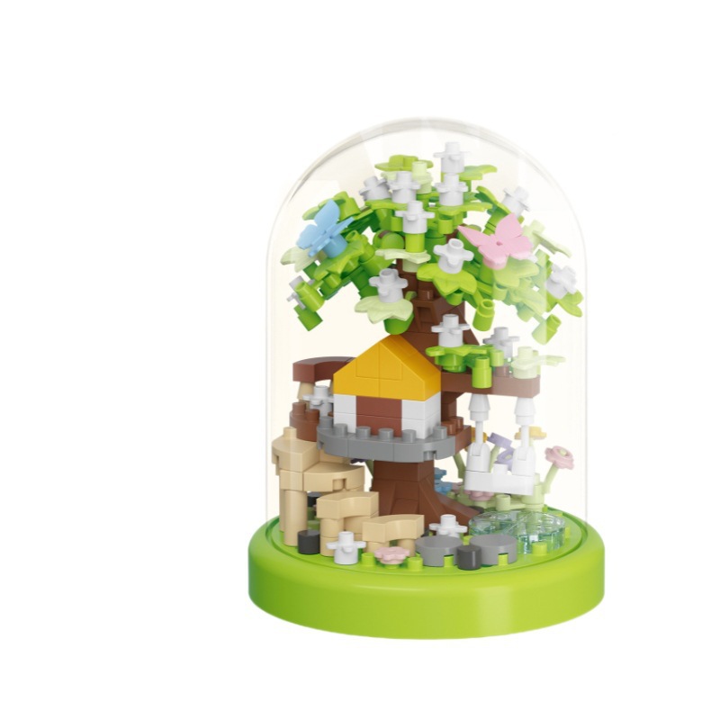 Chao Le Chuang 7392 casa del árbol de cerezo regalo de bloques de flores día de plantación de árboles niñas juguetes para niños adornos al por mayor