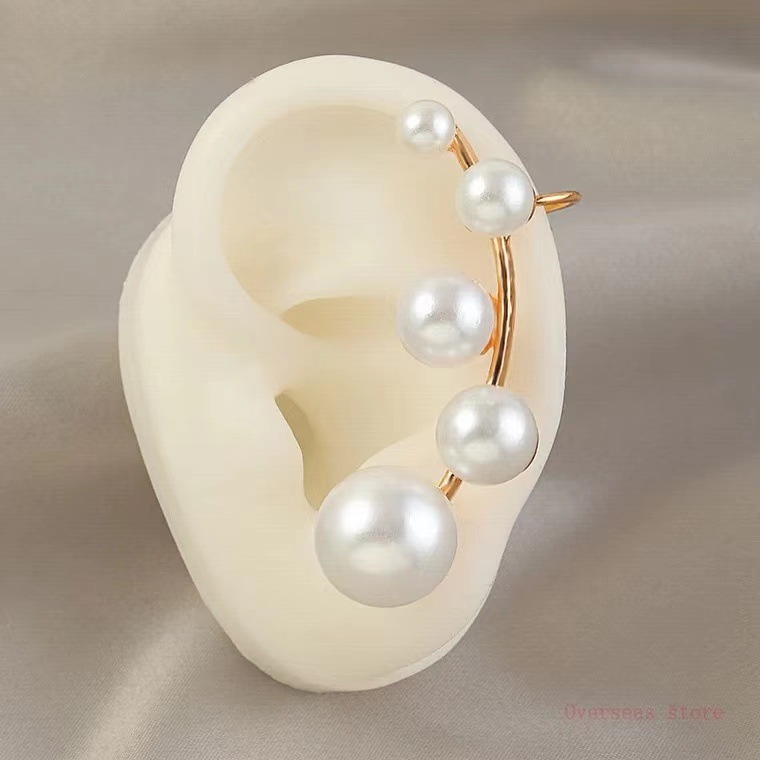 1 Piece Elegant Geometric Inlay Alloy Artificial Pearls Ear Clips display picture 3