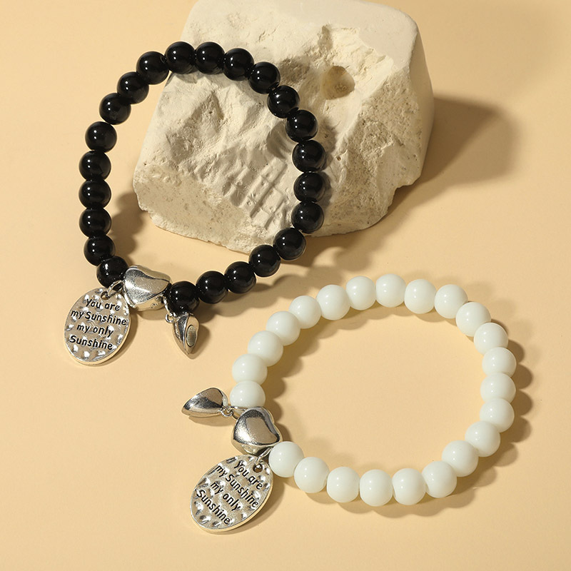 Simple Style Letter natural stone Bracelets Beaded 2 Pieces