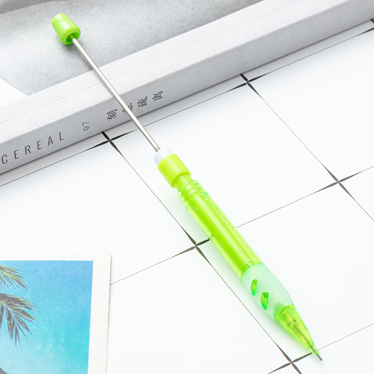 Diy lápiz de cuentas de 0.5mm lápiz sin afilado lápiz automático de núcleo continuo lápiz para estudiantes de primaria para escribir lápiz de viento lindo