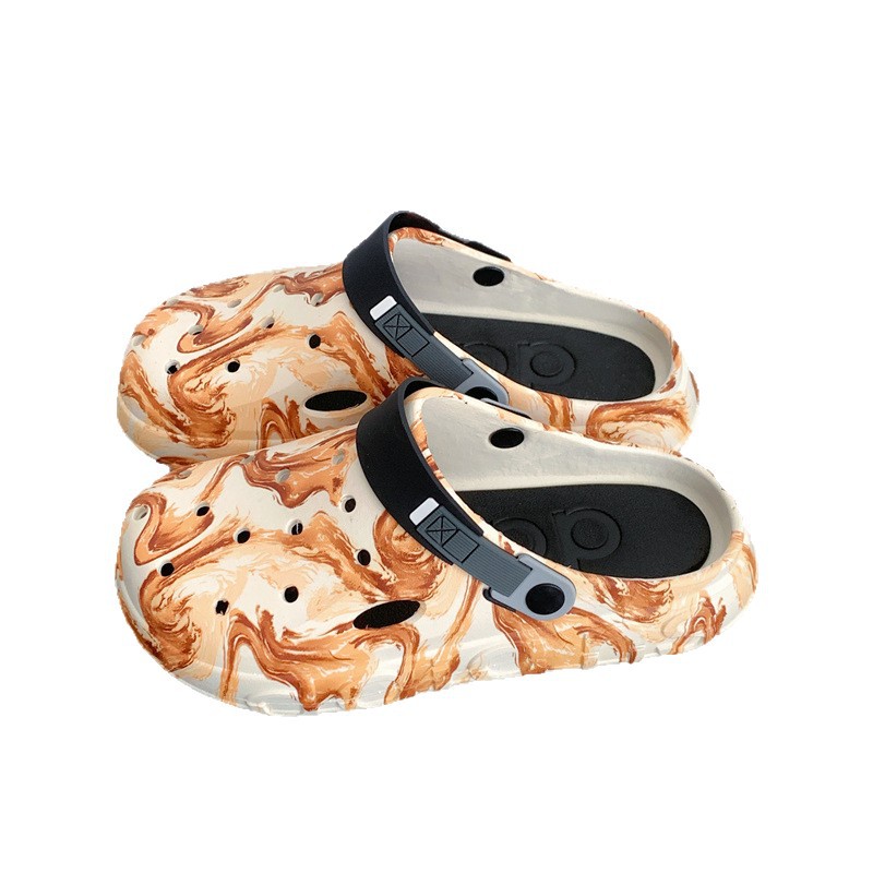 Zapatos con agujeros de suela gruesa para hombre, uso exterior de verano, suela suave antideslizante, sin sonido, sin olor, sensación de pisar mierda, sandalias de doble uso para conducir al aire libre