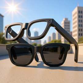 跨境新款E02C智能眼镜高清电致变色AI拍摄录像蓝牙翻译800W摄像头