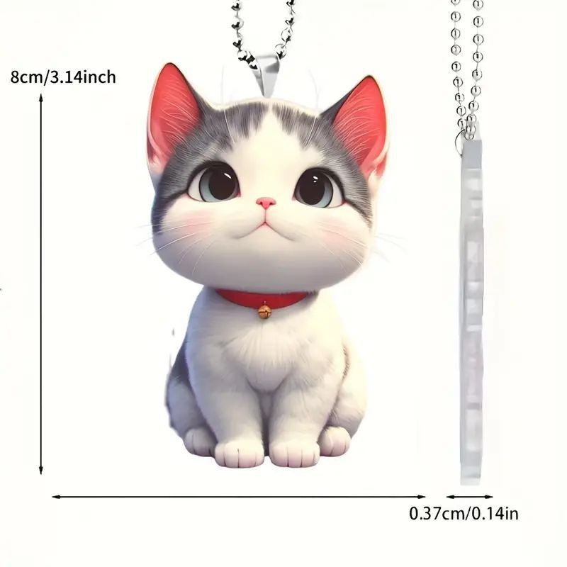 Adorable acrílico 2d gatito regalo de vacaciones colgante plano transfronterizo nuevo colgante de llavero colgante image 5