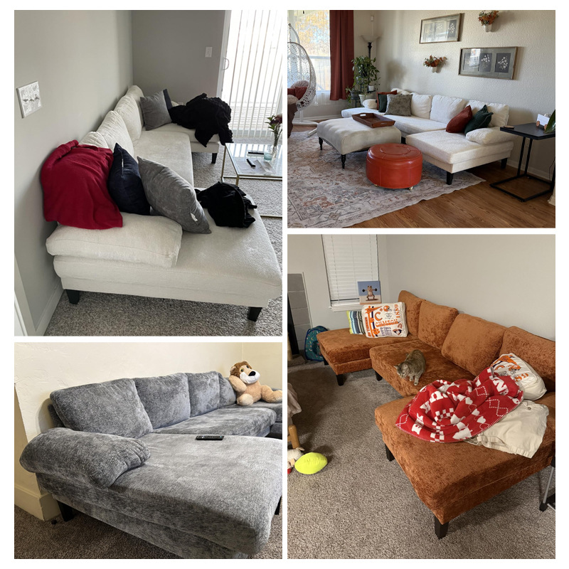 Amazon explosivo marco semi-compresible esponja sofá sala de estar en forma de U combinación sofá sillón doble sofá de apartamento