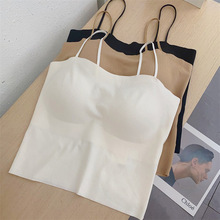 无痕冰丝外穿防走光吊带背心内搭女带胸垫细肩带薄款美背聚拢抹胸