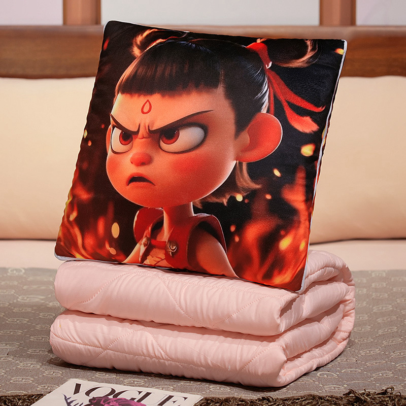 Nezha almohada de abrazo de doble propósito, almohada de siesta plegable de oficina gruesa, almohada de cojín de coche 2 en 1 regalo