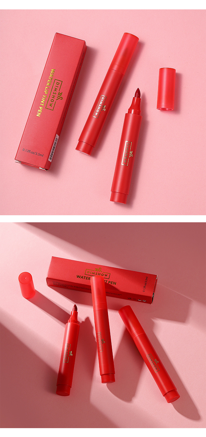 Cross-border DIMSHOW lipstick, water lip liner, lip gloss pen, matte finish, not easy to stick to cups, dye lip liquid Specification drawing