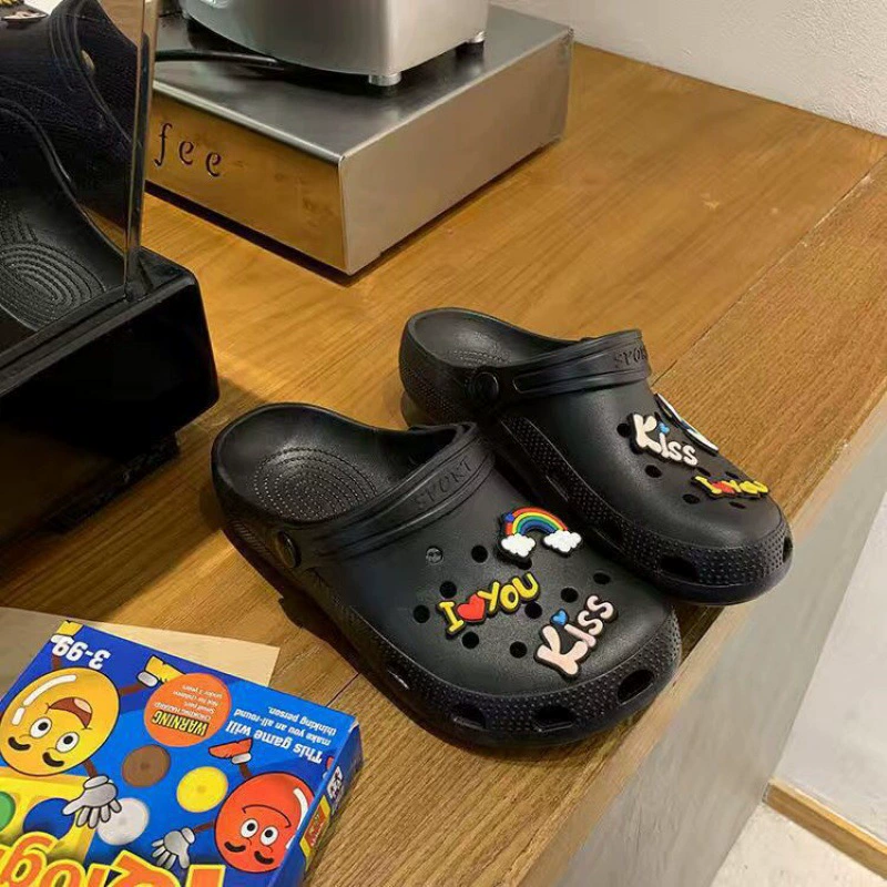 Сетчатые летние нескользящие тапочки в стиле Crocs, платформа, модные мюли с очень высоким каблуком, интернет-знаменитость, женский стиль, эффект увеличения роста, закрытый носок, для прогулок на улице