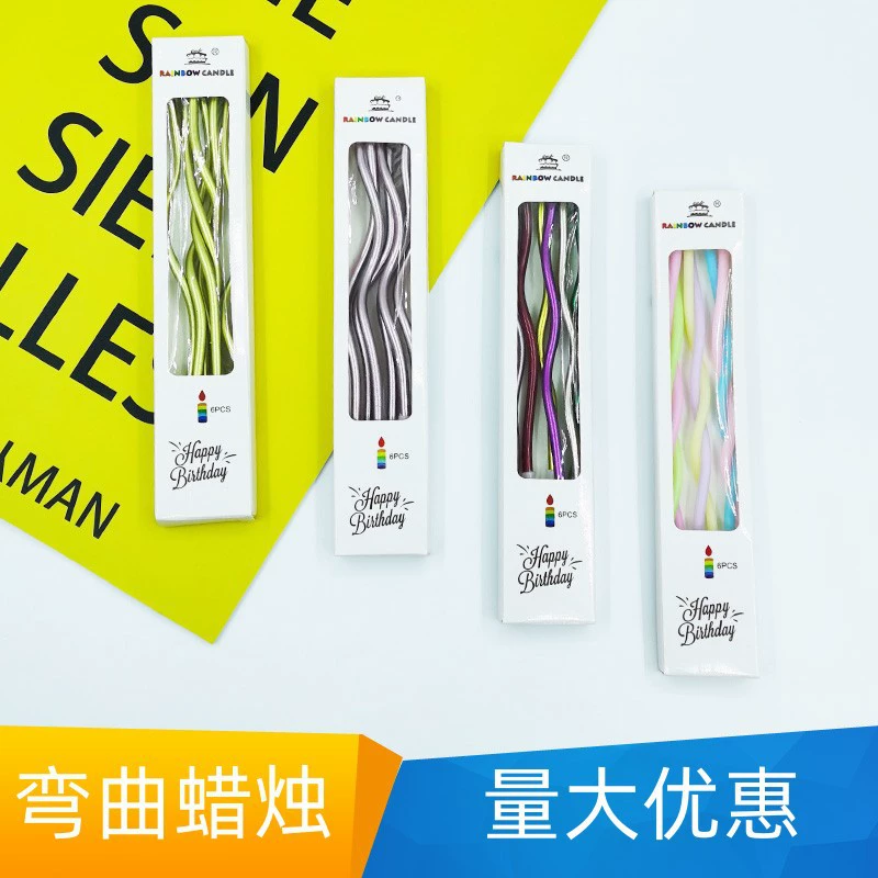 День рождения нить свеча красочный золотой цвет золото серебро Твист нить свеча торт кривая изогнутая свеча