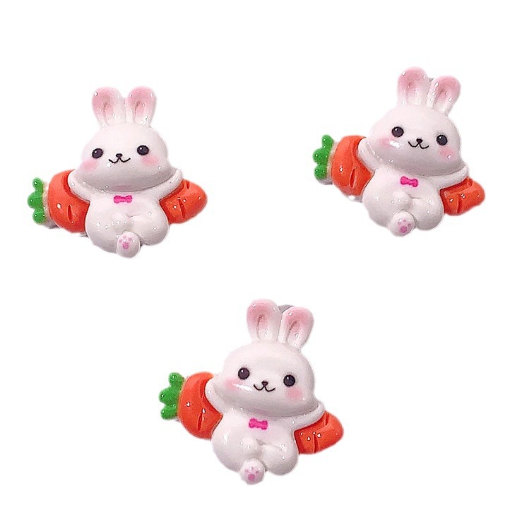 Nuevo brillante zanahoria conejo accesorios de resina diy crema pegamento para el cabello botón de zapatos hechos a mano de la luna conejo zanahoria