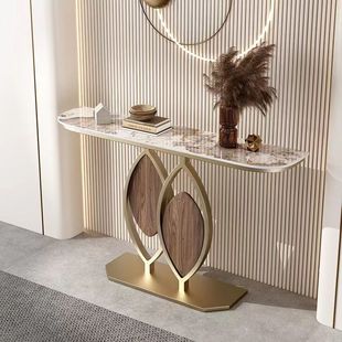 Italian Light Luxury Entrance Cabinet Porch Storage Rack Living Room Ornaments High-end Entrance Table Art Table Creative Rock Board