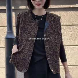 两面穿豹纹皮马甲外套女2025秋装新款百搭时尚休闲无袖坎肩背心潮