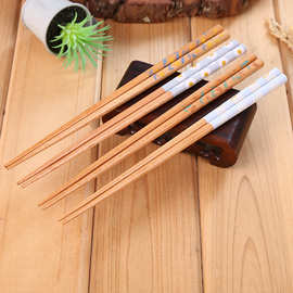 榉木尖印花筷创意日式网红荷包蛋鲜花图案漆筷家庭家用餐具批发