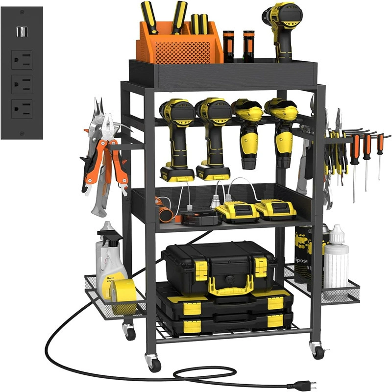 Garden tool storage rack with wheels Power tool storage box Tool bracket Organizing storage rack storage rack