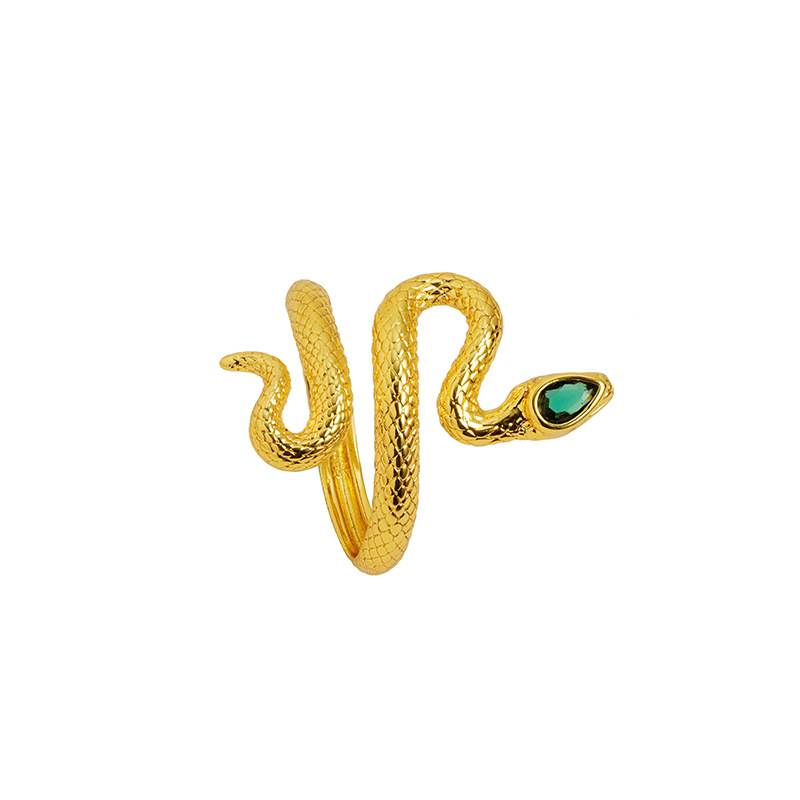 Anillo de serpiente de oro arena antigua Serpiente de oro Danza personalidad Zodiaco joyería de aleación de cobre estilo chino hombres y mujeres accesorios auspiciosos