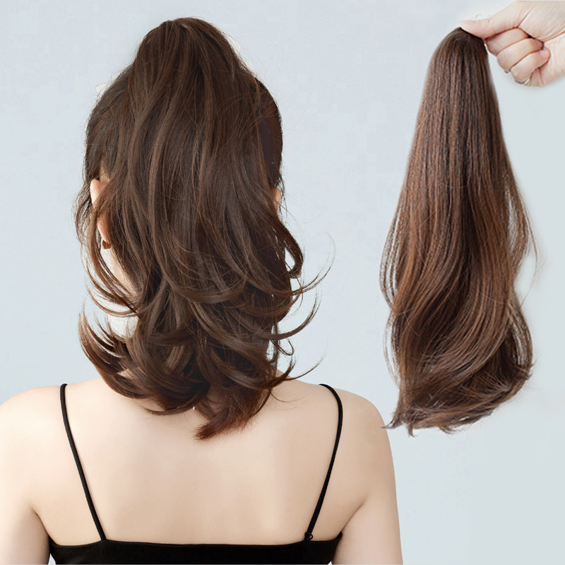 Kony Wig for Women, High Ponytail, Real Hair, Clip-On Short Ponytail, Curly Hair, Tie-On Style, Ultra-Light Hair Braid