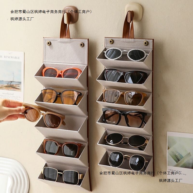 Sunglasses Storage Box Portable Eyeglasses Sunglasses Bag Multi-Compartment Folding Eyeglasses Hanging Bag for Women and Men Storage Rack for Students