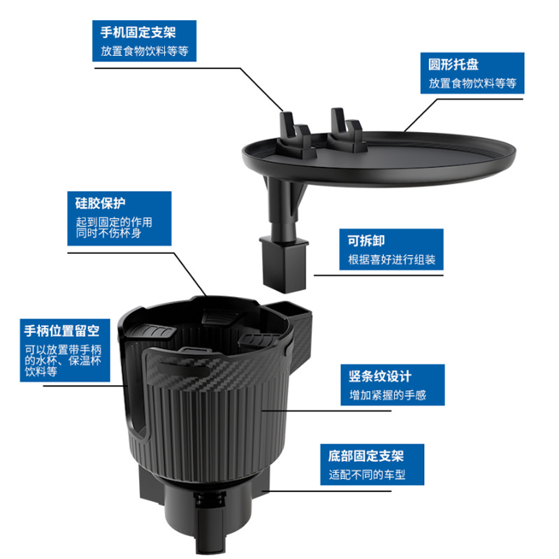 Transfronterizo nuevo coche bandeja taza titular grande taza de vacío bandeja redonda giratoria un minuto dos coche taza de agua titular