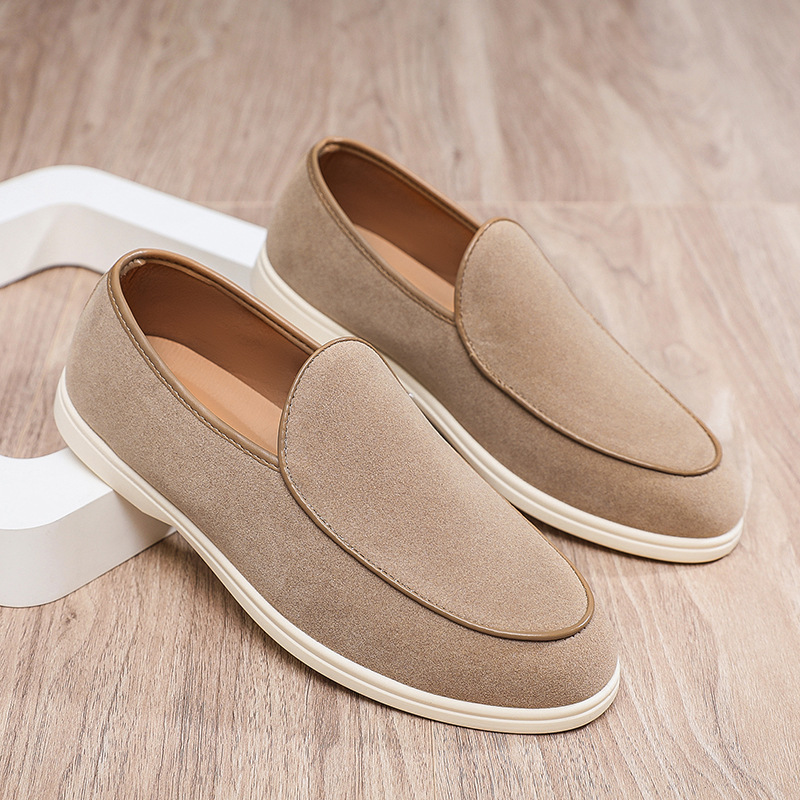 Popular Men's Slip-On Business Casual Loafers, European and American Fashion British Style Boat Shoes, Flat Driving Shoes for Men