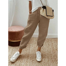 K 44212 Linen elastic waist cropped pants �����ɽ����ŷֿ�