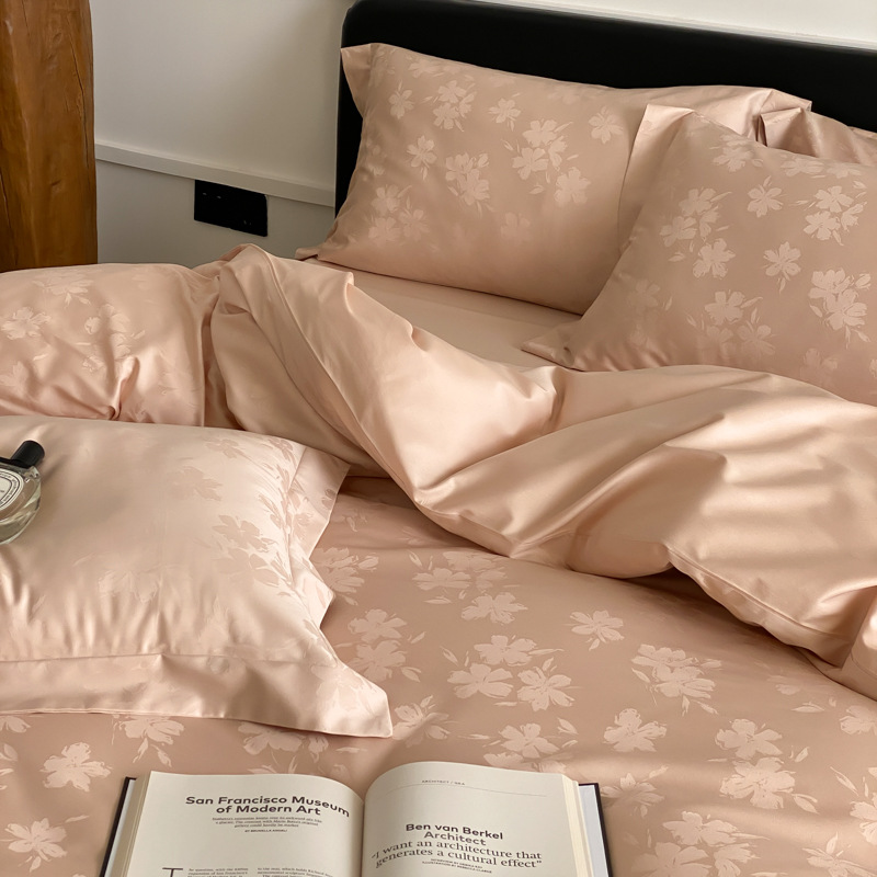 100 Long-staple Cotton Four-piece Set Class A Maternal and Infant Grade Jacquard Cotton Bedding Skin-friendly Nude Sleeping Cotton Bedding