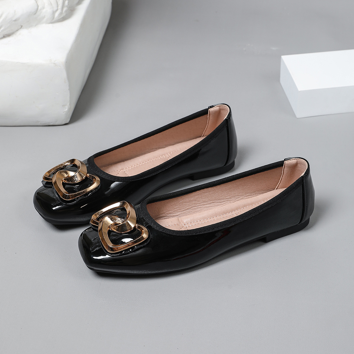 Cross-border Women's Ballet Flats 2026 New Model, Shallow Soft-soled Flat Square-toed Versatile Large-size Loafers_vogvips.com