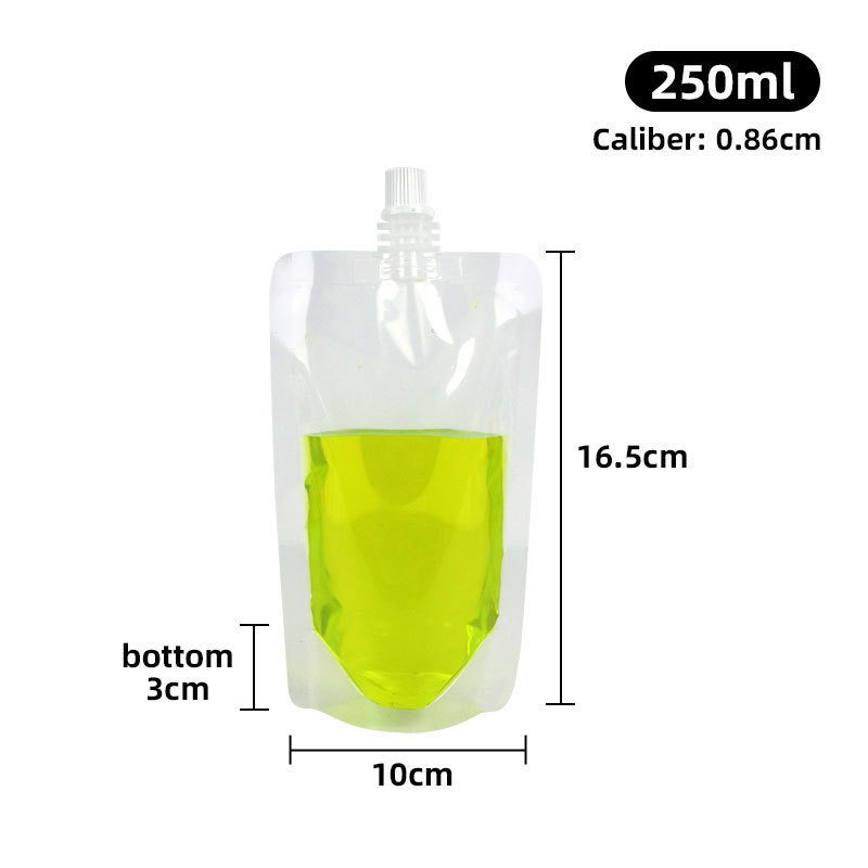 Boquilla de succión de leche de soja bolsa de pie paquete de té con leche bolsa transparente al por mayor bolsa de embalaje de boquilla desechable líquida de medicina china