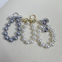 韩版高级感串珠挂件金银色小众设计感领结包包配饰汽车钥匙扣装饰
