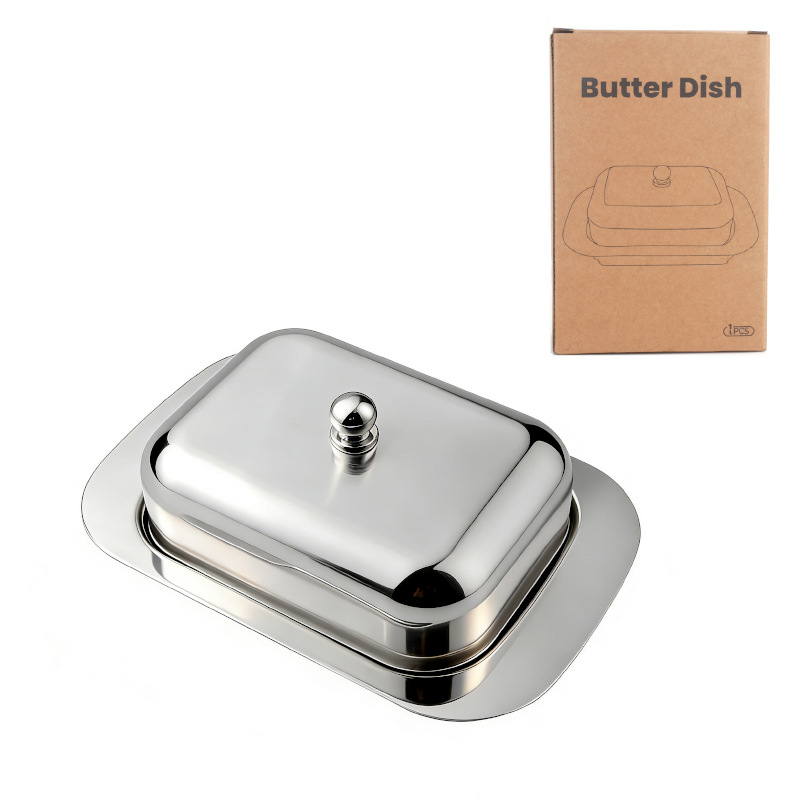 Nueva caja de mantequilla de acero inoxidable caja de queso de estilo europeo caja de mantequilla espesa caja de pan caja de pasteles