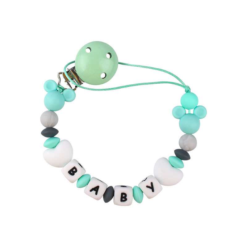 Bebé de dibujos animados Mickey cabeza pequeñas cuentas de silicona molar mordedor nuevo nombre del bebé DIY haciendo pezón cadena anti-caída