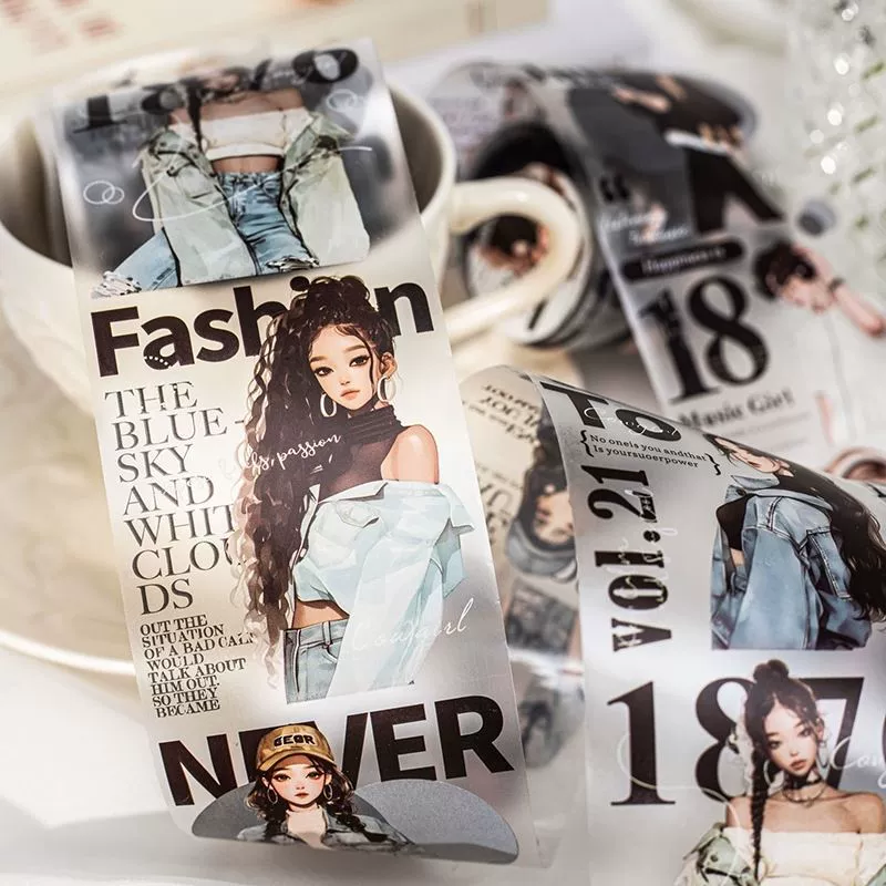 Набор матовых колажных лент PET из серии «Красивый день: сердцебиение девушки» для создания дневника в ретро-стиле