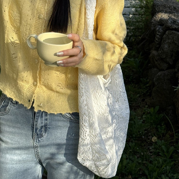 赵露思同款单肩包女田园风水溶蕾丝春天温柔仙女大容量通勤托特包