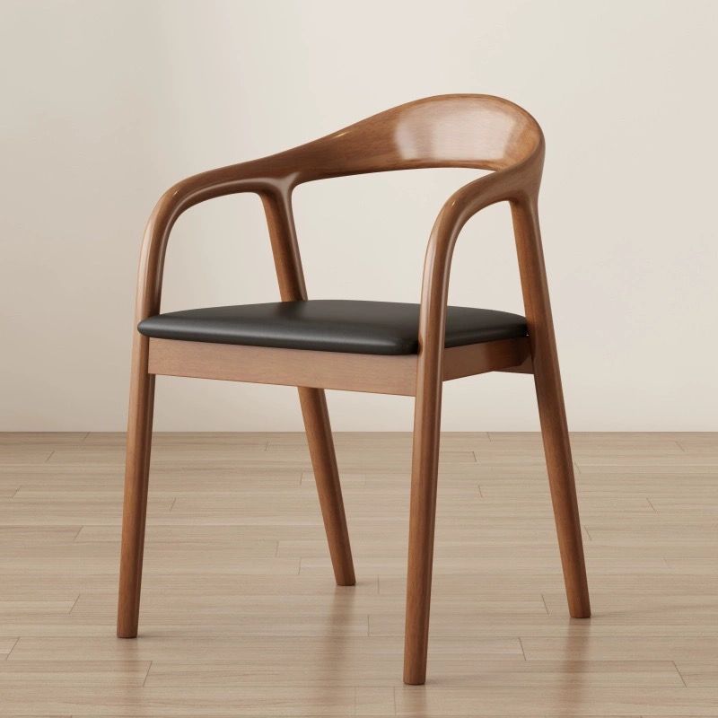Retro-Style Solid Wood Dining Chair Hiroshima Solid Wood Home Leisure Armchair New Chinese-Style Office Chair with Backrest