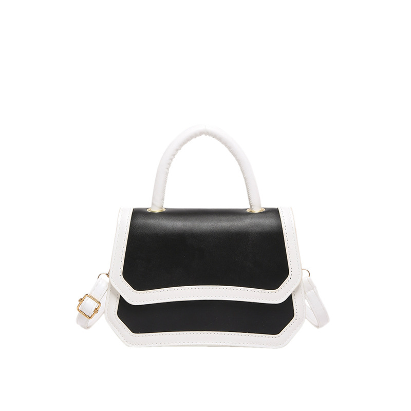 2024 otoño nueva línea de moda para mujer bolso cuadrado pequeño portátil color de contraste costura estilo occidental estilo occidental bolso de mensajero de un solo hombro