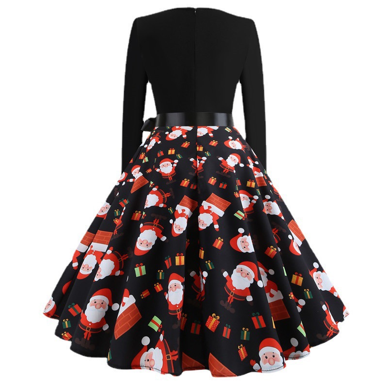 Retro Christmas Printed Dress Image 8